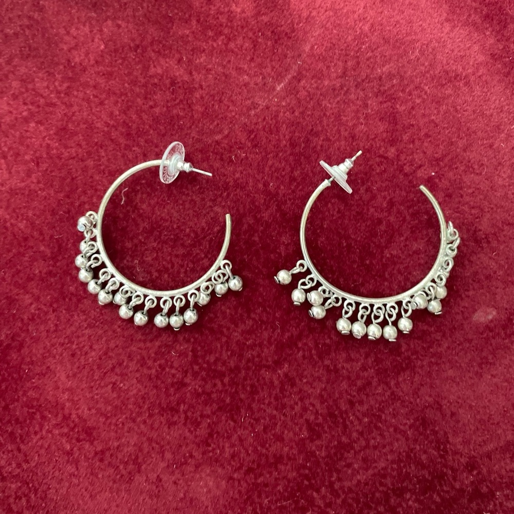 EUC Vintage Bollywood Style Silverplated Hoop Earrings.